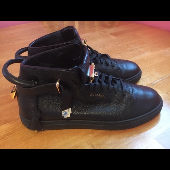 Buscemi high-tops size 14 Triple black color-way with gold